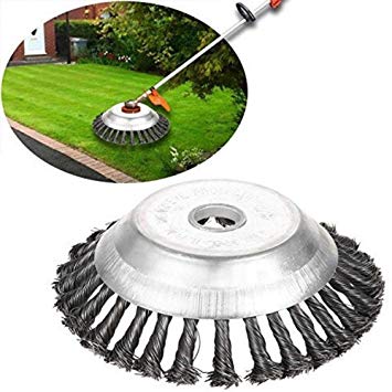Volwco 150mm Cone Knotted Wire Grass Trimmer Cutter Head, Metal Lawn Mower Weeding Tray for Brushcutter Attachment