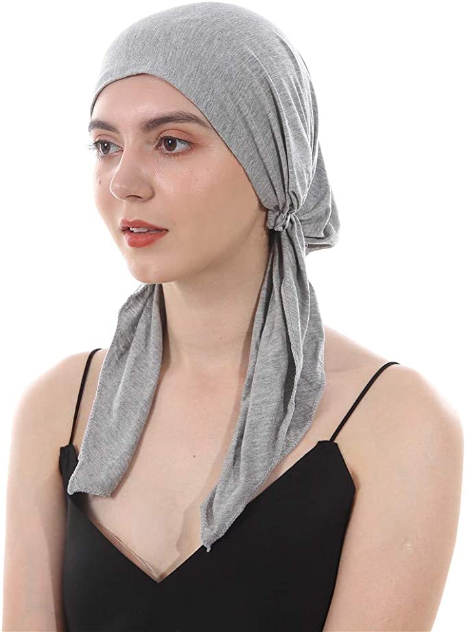 DuoZan Women's Beanie Soft Lycra Modal Cotton Turbans Chemo Caps Pre Tied Bandana Solid Color Hat
