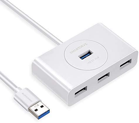SmartDevil USB 3.0 Hub,4-Port, 100CM Long Cable, High-Speed USB Splitter Portable Extension Data Hub Compatible for MacBook, Mac Pro/mini, Surface Pro, XPS, USB Flash Drives and More, White