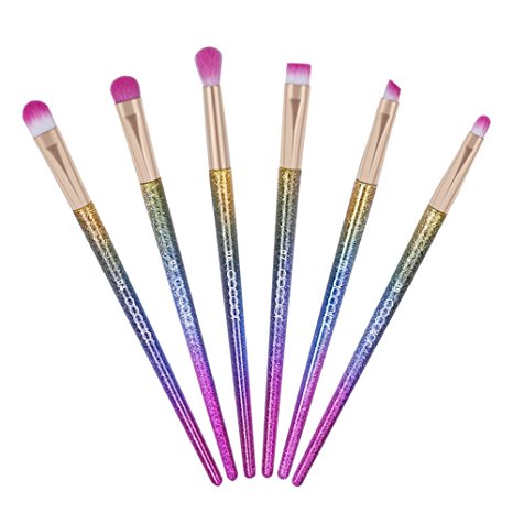 Docolor Rainbow Eye Shadow Makeup Brushes Eye Brush Set (6 Piece)