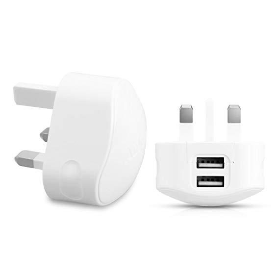 Aulola® CE Certificated TH19 White Color 5V/2.4A 2 Ports Dual USB Mains UK Plug Charger Adapter Compatible with Most of Phones and Tablets PC iPhone 4 4S 5 5S 5C 6 6 plus iPod HTC Sony Samsung Galaxy S4 S5 iPad Mini/Air Samsung Galaxy Tablet 10.1" 8.9" 7" inch Tab 2 Note etc" 8.9" 7" inch Tab 2 Note etc