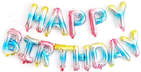 Rainbow Happy Birthday Balloons, Happy Birthday Banner Foil Letter Balloons for Birthday Decorations and Party Supplies