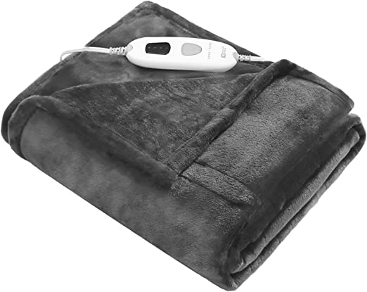 ZonLi Heated Blanket Electric 72"x84" Full Size, Soft Fleece Electric Blanket -Whole Body, 6 Hour Auto Off & 4 Heating Levels, Fast Heating, ETL Satefy Certification, Machine Washable(Grey)