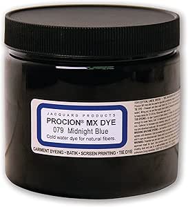 Jacquard Procion Mx Dye - Undisputed King of Tie Dye Powder - Midnight Blue - 8 Oz - Cold Water Fiber Reactive Dye Made in USA