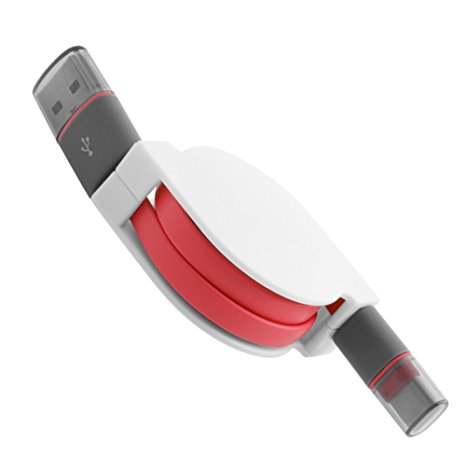 Mimgo Store USB Retractable Cable Type C Data&Sync Charger 3.1 Charging Cable for Oneplus 2 Two (Red)