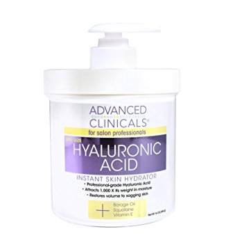 Advanced Clinicals Anti-aging Hyaluronic Acid Cream for face, body, hands. Instant hydration for skin. Spa size 16oz.