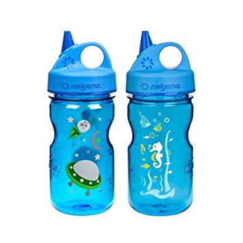 Nalgene Grip-N-Gulp Children's Water Bottles 12oz - 2 Bottle Combo Pack - 3 Inches in Diameter by 7.75 Inches Tall