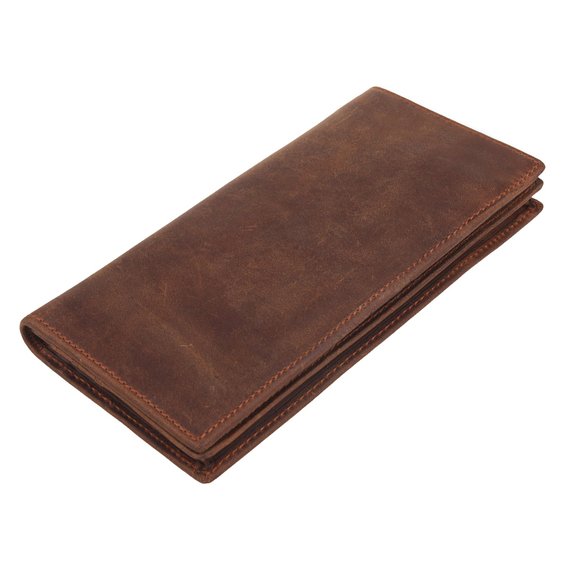 Texbo Men's Natural Vintage Cowhide Leather Bifold Long Wallet ¡­