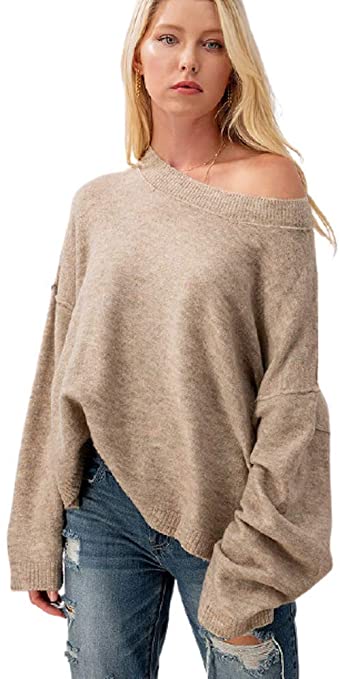 Women's Soft Neck Drop Shoulder Sweater Tunic