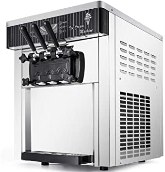 VEVOR Commercial Ice Cream Machine 5.3 to 7.4Gal per Hour Soft Serve with LED Display Auto Clean 3 Flavors Perfect for Restaurants Snack Bar, 2200W, Silver