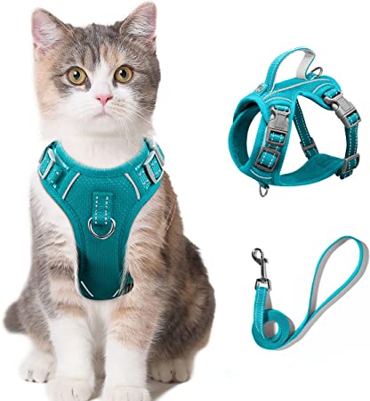 Cat Harness and Leash Set for Walking Escape Proof for Small Large cat Kitten Harness with ID tag Pocket (Blue,XS)