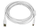 Monoprice 15-Feet USB 20 A Male to Mini-B 5pin Male 2824AWG Cable with Ferrite Core Gold Plated White 108636