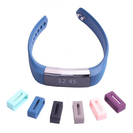 6x Luxury Silicone Security Band Clasp Keeper Ring Loop Fastener For Fitbit ALTA