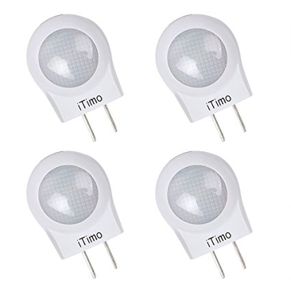 iTimo Plug in Night Light Pack of 4 Led Night Lights With Dusk to Dawn Sensor Wall Light for Bathroom Bedroom Restroom and Hallway