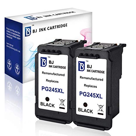 BJ Remanufactured Ink Cartridges Replacement for Canon PG-245 XL 245XL (2 Black, 2-Pack) Used in Canon Pixma MX492 MX490 MG2520 MG2922 IP2820 MG2920 Printers