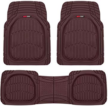 Motor Trend MT923 Premium FlexTough Floor Mats All-Protection-DeepDish Front & Rear Combo Set – w/Traction Grips for Car Auto Sedans SUVs Trucks (Burgundy)