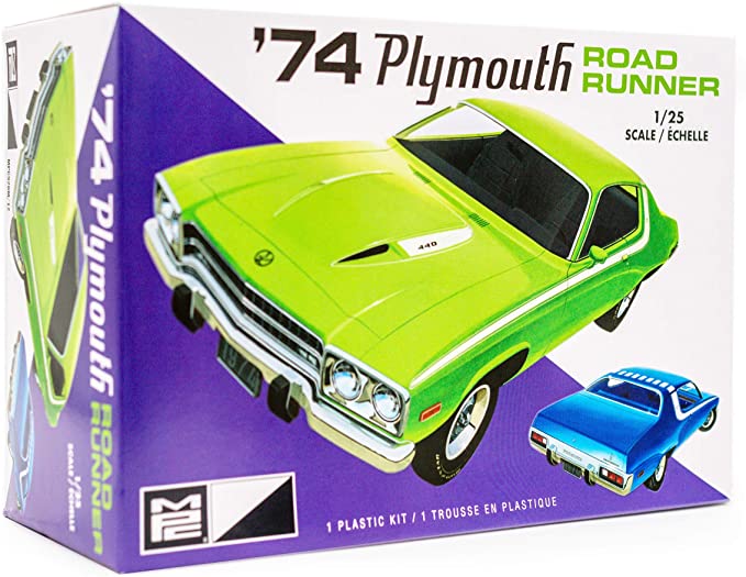 MPC 1974 Plymouth Road Runner - 1/25 Scale Model Car Kit - Buildable Vintage Vehicles for Kids and Adults