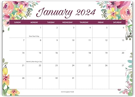 Guajolote Prints 2024-2025 Magnetic Monthly Calendar Pad for Refrigerator - 2 Years, runs from December 2023 through December 2025. 7.25 x 10 inches (Beautiful Flowers)
