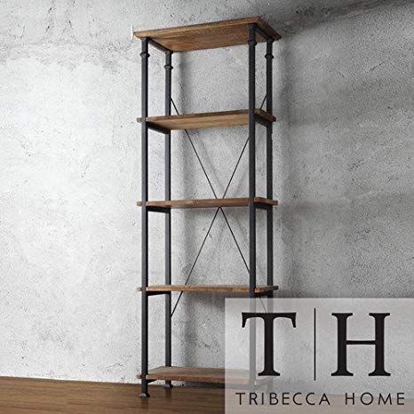 Tribecca Home Myra Vintage Industrial Modern Rustic Bookshelf, Brown