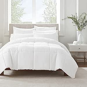 SERTA Simply Clean Ultra Soft Hypoallergenic Solid 3 Piece Comforter Set, King, White