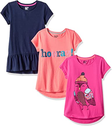 Amazon Brand - Spotted Zebra Girls' Toddler & Kids 3-Pack Short-Sleeve Tunic Tops