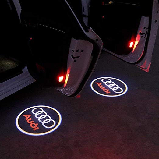 Soondar 2 pcs Universal Wireless Car Projection LED Projector Door Shadow Light Welcome Light Laser Emblem Logo Lamps Kit, No Drilling (Audi)