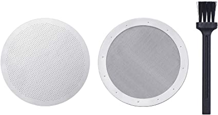 2 PCS Reusable Coffee Filters, Coffee Mesh for AeroPress Coffee Makers, 100% Stainless Steel Washable Screens with 1 Brush