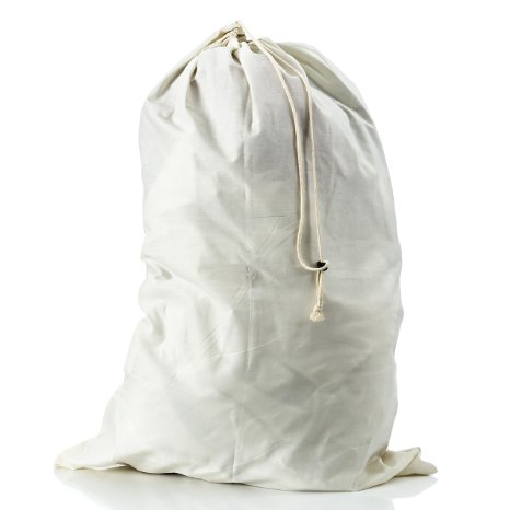 LoopsLiving Extra Large Cotton Laundry Bag with Grommets and Drawstring Closure