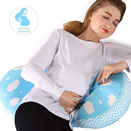 Chilling Home Pregnancy Wedge Pillow, Cotton Maternity Wedge Pillow for Side Sleeping, Newborn Lounger Pregnancy Side Sleeper Pillow for Belly Support, Blue