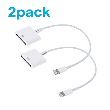 8P to 30P Adapter, 2Pack 8P to 30P Charge & Sync Cable Adapter Converter for Phone X/8/7/7 Plus/6s/6s Plus/6/6 Plus/SE/5s/5c/5 (White)