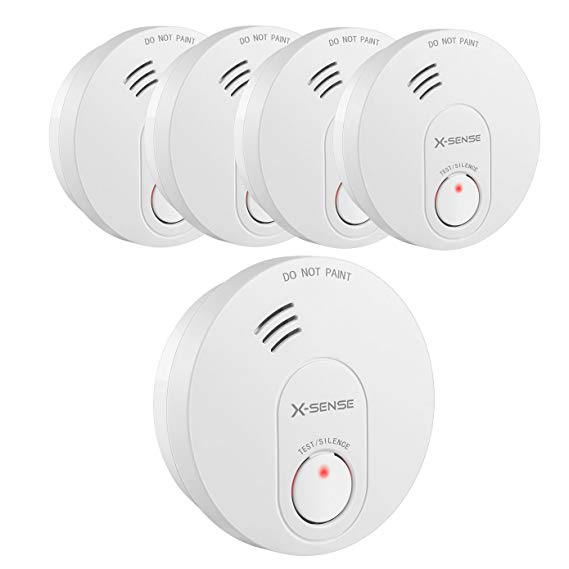 X-Sense SD10 X 10-Year Battery Smoke Detector Fire Alarm with Photoelectric Sensor (5-Pack)