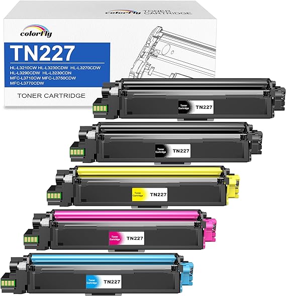 Compatible TN227 TN227BK Toner Cartridges Replacement for Brother TN227 TN227BK TN-227 TN223 TN223BK for MFC-L3770CDW HL-L3290CDW HL-L3270CDW HL-L3210CW MFC-L3710CW Printer BMCY 5 Pack