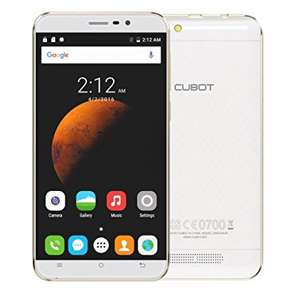 CUBOT Dinosaur 4G Smartphone Android 6.0 5.5" HD IPS Screen 1280*720pixel 64Bit MT6735A Quad-Core 1.3GHz 3GB 16GB 13.0MP 4150mAh Battery Dual SIM card (White)