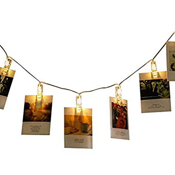 Alamda LED Photo Clip String Lights Photo Clip Lamps Battery Powered Fairy Twinkle Lights, Wedding Party Home Decor Lights for Hanging Photos, Cards and Artwork 13.2 Feet (40 LED Warm White)