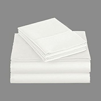 800 Thread Count 100% Long Staple Egyptian Cotton Sheet Set, Full Sheets, Luxury Bedding, Full 4 Piece Set, Smooth Sateen Weave,White, by Audley Home