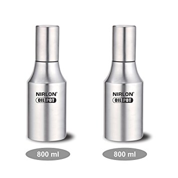 Nirlon Stainless Steel Oil Dispenser Set, 2-Pieces, Silver (2 UNIT OIL DISPENSER 800ML   800ML)