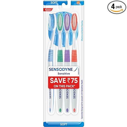 Sensodyne Toothbrush: Sensitive tooth brush with soft rounded bristles, 4 pieces