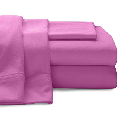 Baltic Linen Jersey Cotton Sheet Set Full Bright Pink 4-Piece Set