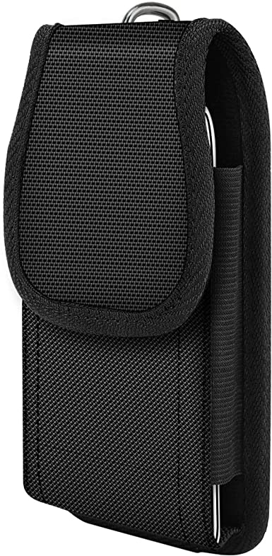 MoKo Phone Belt Clip Holster, Nylon Belt Pouch Holster Cover Waist Bag Fit 6.8" Phone, iPhone SE 2020, iPhone 11 Pro/11/11 Pro Max/Xs Max/XR/Xs/X, Galaxy Note 10/Note 10P/S10e/S10/S10P/S20 - Black