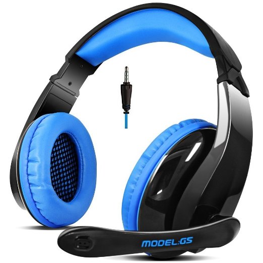 Letton G5S Ps4 Xbox One Headset with Microphone Gaming Headset Headphones For Ps4 Pc Xbox One Mac Iphone Laptop (Black and Blue)