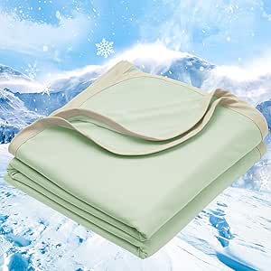 PHF Double Cooling Blanket for Hot Sleepers Queen Size, Arc-Chill Q-Max&gt;0.5 with Double Cooling, Summer Blanket Absorbs Heat to Keep Cool All Night for Night Sweats (Green, 90''x90'')