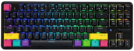 EPOMAKER Ajazz K870T 87 Keys Bluetooth Wired/Wireless Mechanical Keyboard with RGB Backlit, Type C Cable, 2000mAh Battery, NKRO for Gamer (Ajazz Brown Switch, Black)