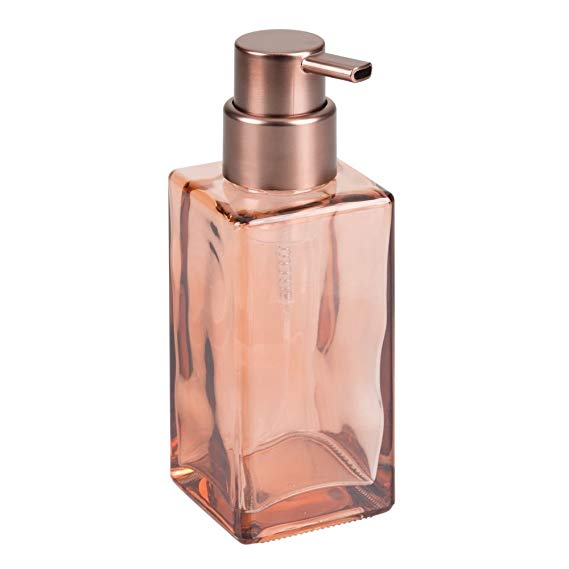 InterDesign Casilla Glass Foaming Soap Dispenser Pump for Kitchen, Bathroom Countertop and Vanities - Sand/Venetian Bronze