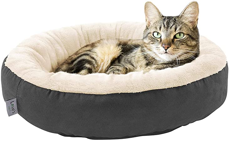 Love's cabin Round Donut Cat and Dog Cushion Bed, 20in Pet Bed For Cats or Small Dogs, Anti-Slip & Water-Resistant Bottom, Super Soft Durable Fabric Pet Supplies, Machine Washable Luxury Cat & Dog Bed