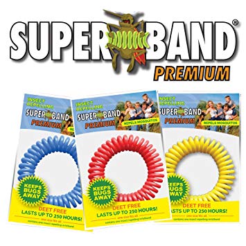 Superband Premium MAIN-363369, Blue, Yellow (100 Pack) Insect Repellent Bracelet: Assorted Colors-Red, B