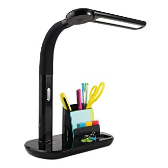 OttLite LED Pivoting Bankers Lamp with USB Charging Port | Touch Control, 3 Brightness Mode, Adjustable, Organizer | Great for Office, Home, Dorm, College, Desk