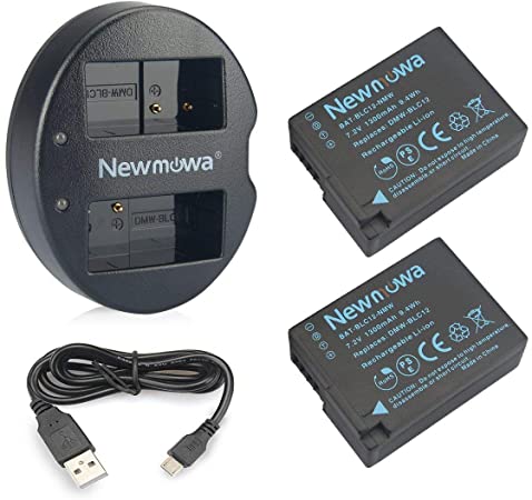 DMW-BLC12 Newmowa Battery (2 Pack) and Dual USB Charger for Panasonic DMW-BLC12, DMW-BLC12E, DMW-BLC12PP and Panasonic Lumix DMC-FZ200, DMC-FZ1000, DMC-G5, DMC-G6, DMC-G7, DMC-G85, DMC-GH2, DMC-GX8