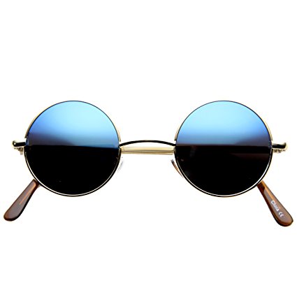 zeroUV - Lennon Style Small Round Color Mirrored Lens Circle Sunglasses