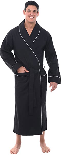 Alexander Del Rossa Mens Cotton Robe, Lightweight Woven Bathrobe