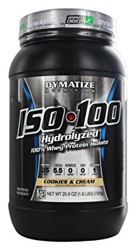 Dymatize ISO 100 Whey Protein Powder Isolate, Cookies and Cream, 1.6 lbs